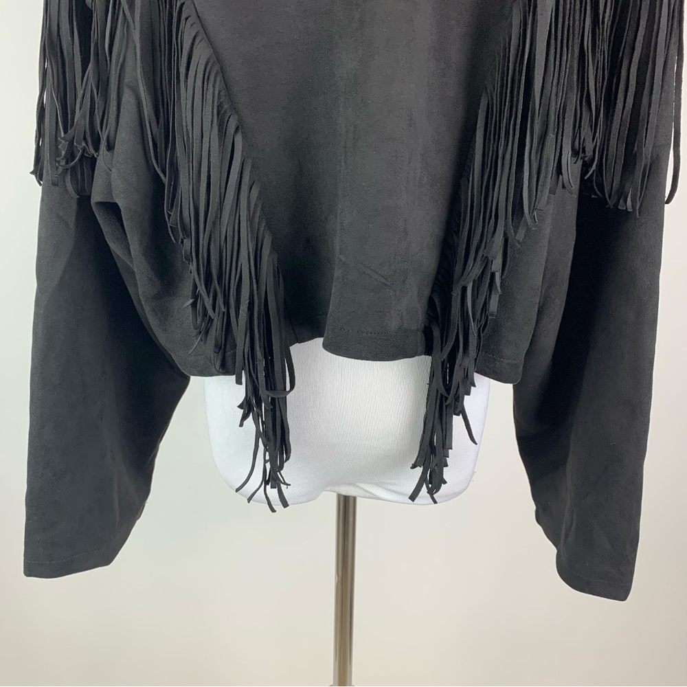 Shein Curve Black Fringe Faux Suede Jacket 4X - Picture 11 of 13